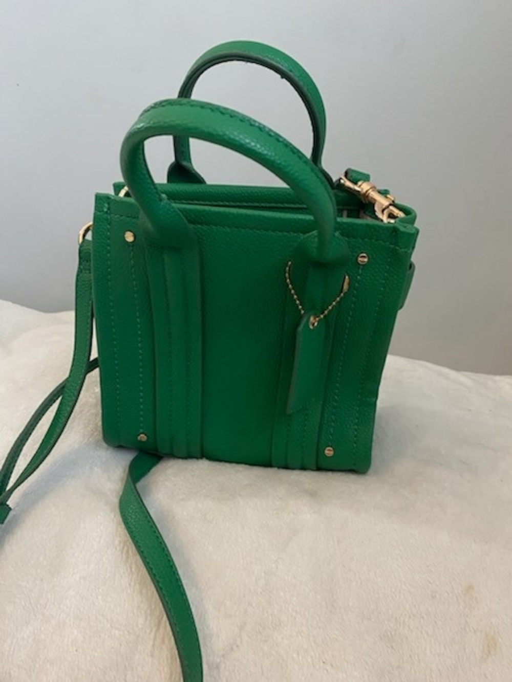 Green Structured Leather Top-Handle Bag - Unbranded